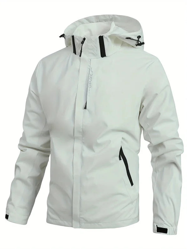 Men's Lightweight Waterproof Rain Jacket with Hood, Windproof Hiking & Outdoor Raincoat
