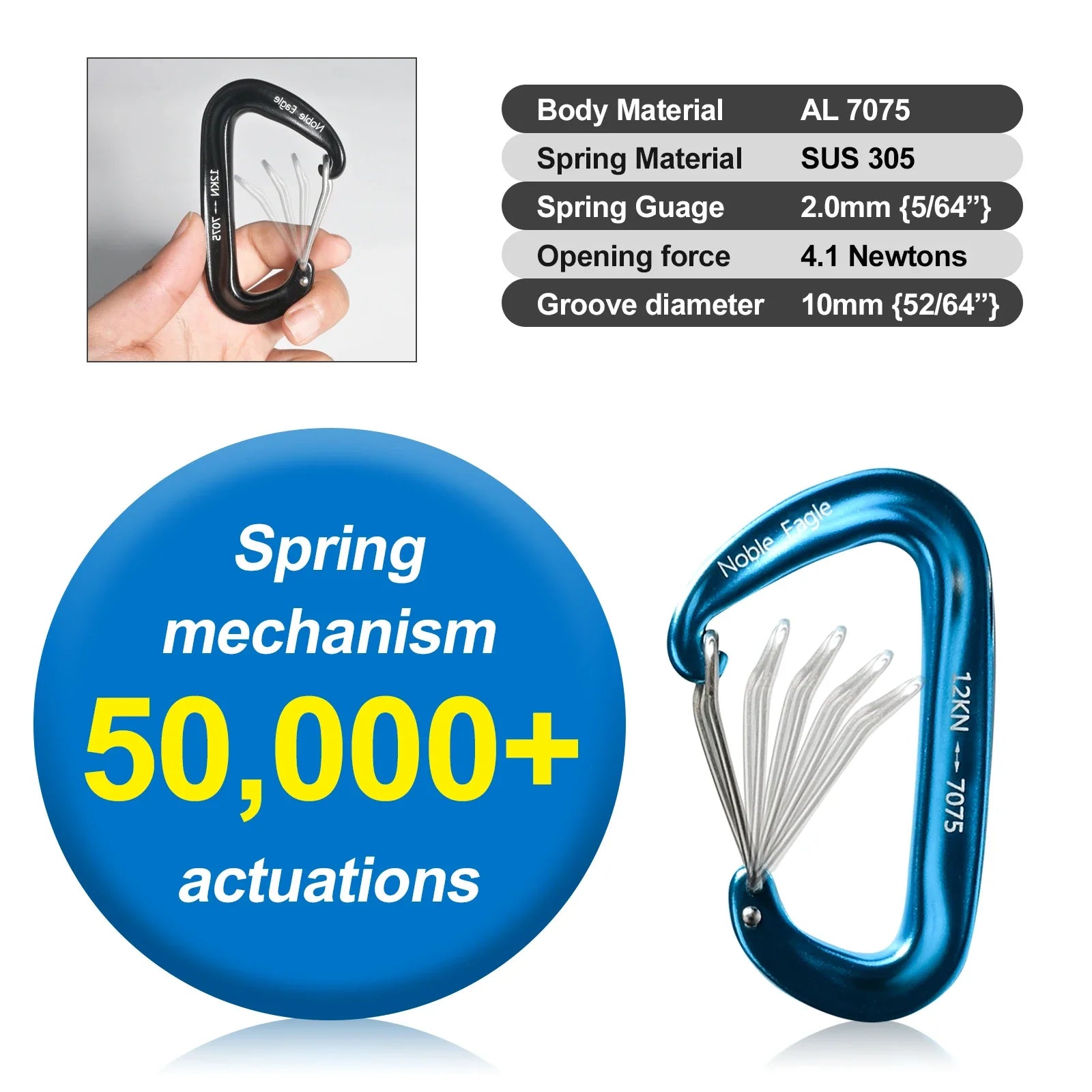 6Pcs 12kn Carabiner Set D Ring Heavy Duty Aluminum Tactical Carabiners Clips Camping Hiking Climbing Hook Hammock Outdoor Gear Trekker Essentials