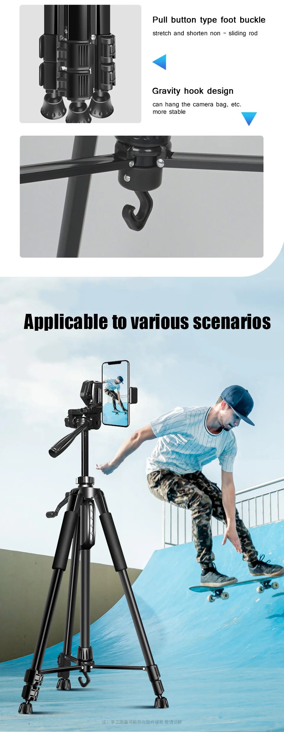 55" Aluminum Camera Tripod with Phone Mount - 140CM Tall Stand w/Pan Head for DSLR & Smartphone