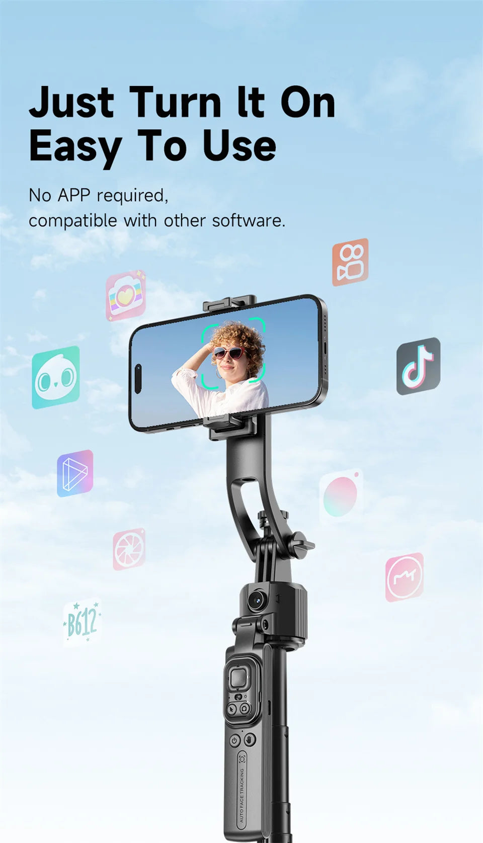 AI Tracking Selfie Stick - 360° Auto-Follow Tripod with Bluetooth Remote