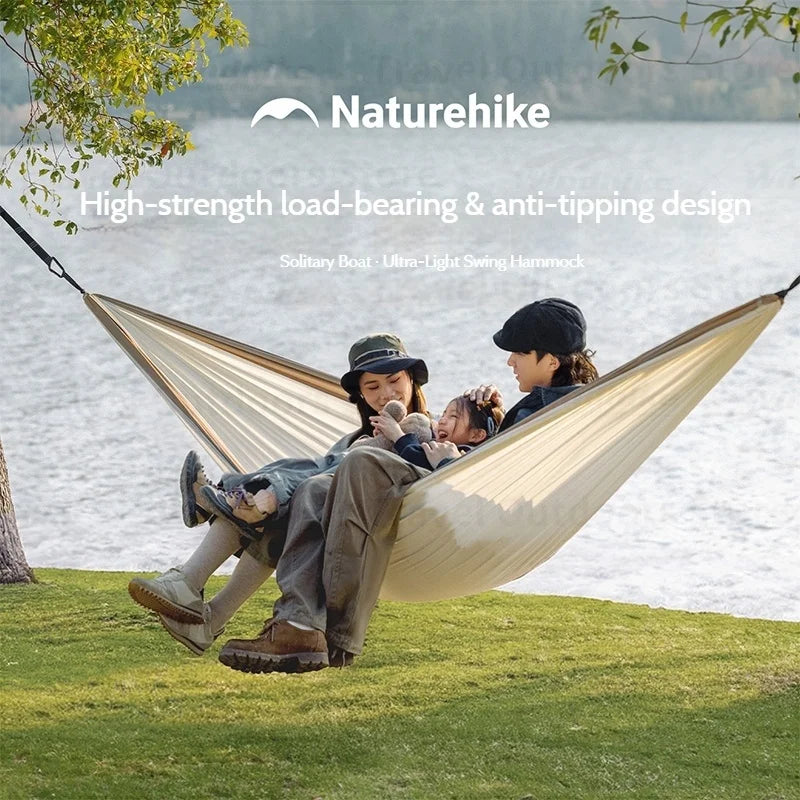 Naturehike Ultralight Swing Hammock Anti-Tip High Load Capacity 200kg for Camping Family Travel 1-2 Person Hanging Sleeping Bed