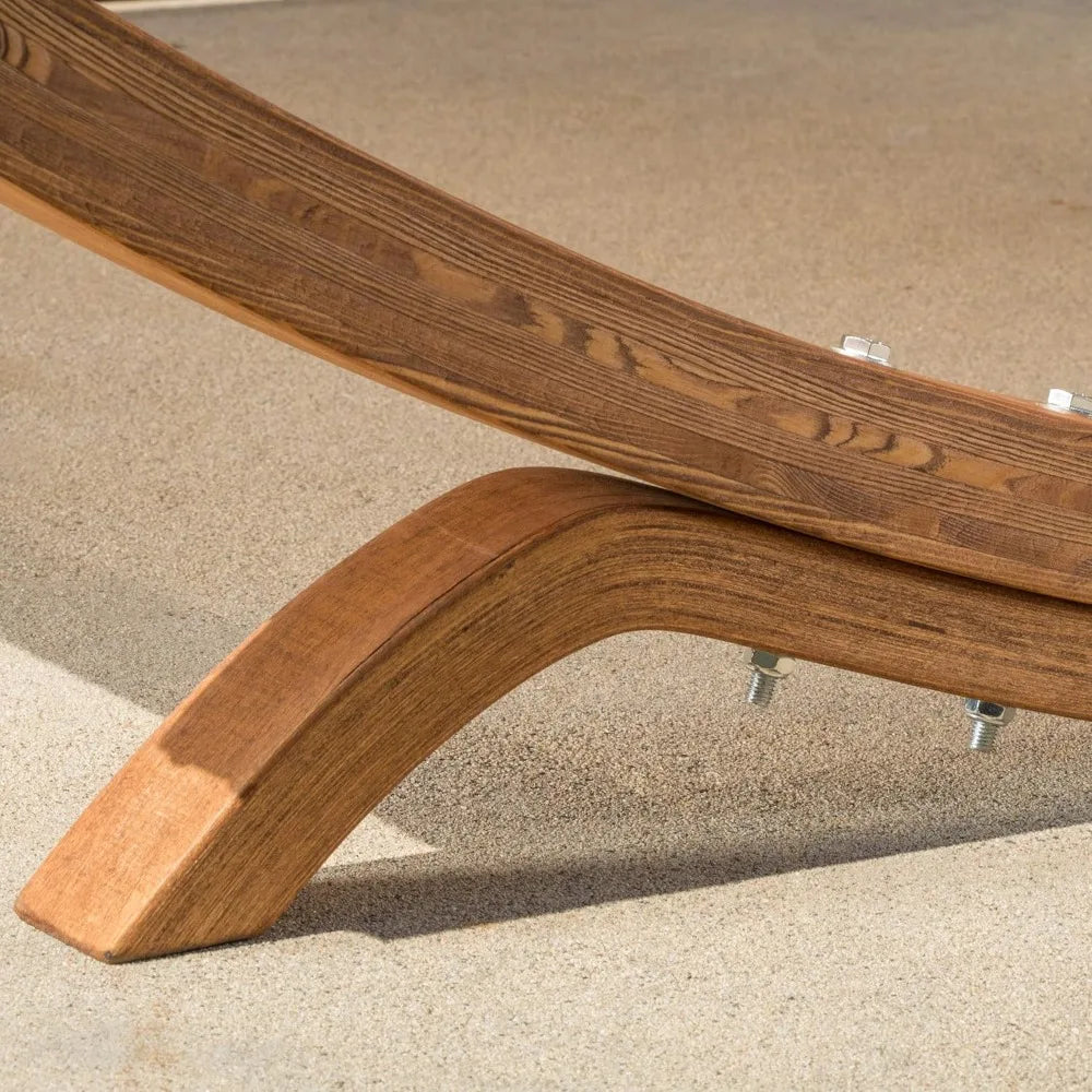 Outdoor Patio Lounge Daybed Hammock with Adjustable Canopy – 300lb Capacity, Teak Wood Frame & Breathable Mesh