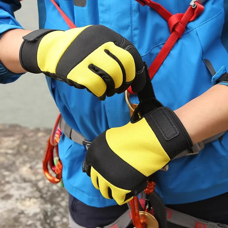 Outdoor Gloves Sports Full Finger Cowhide Rock Climbing Downhill Hiking Anti Slip Wear Resistant Ride Gloves Trekker Essentials