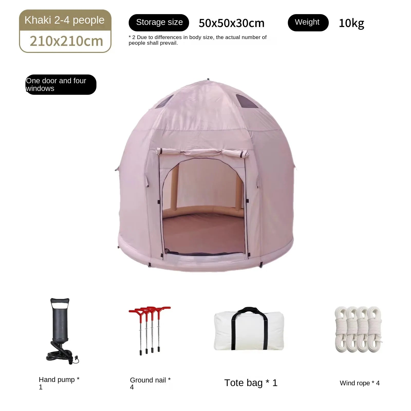 Self-Inflating Air Tent - Instant Setup Waterproof Shelter for 2-4 Campers