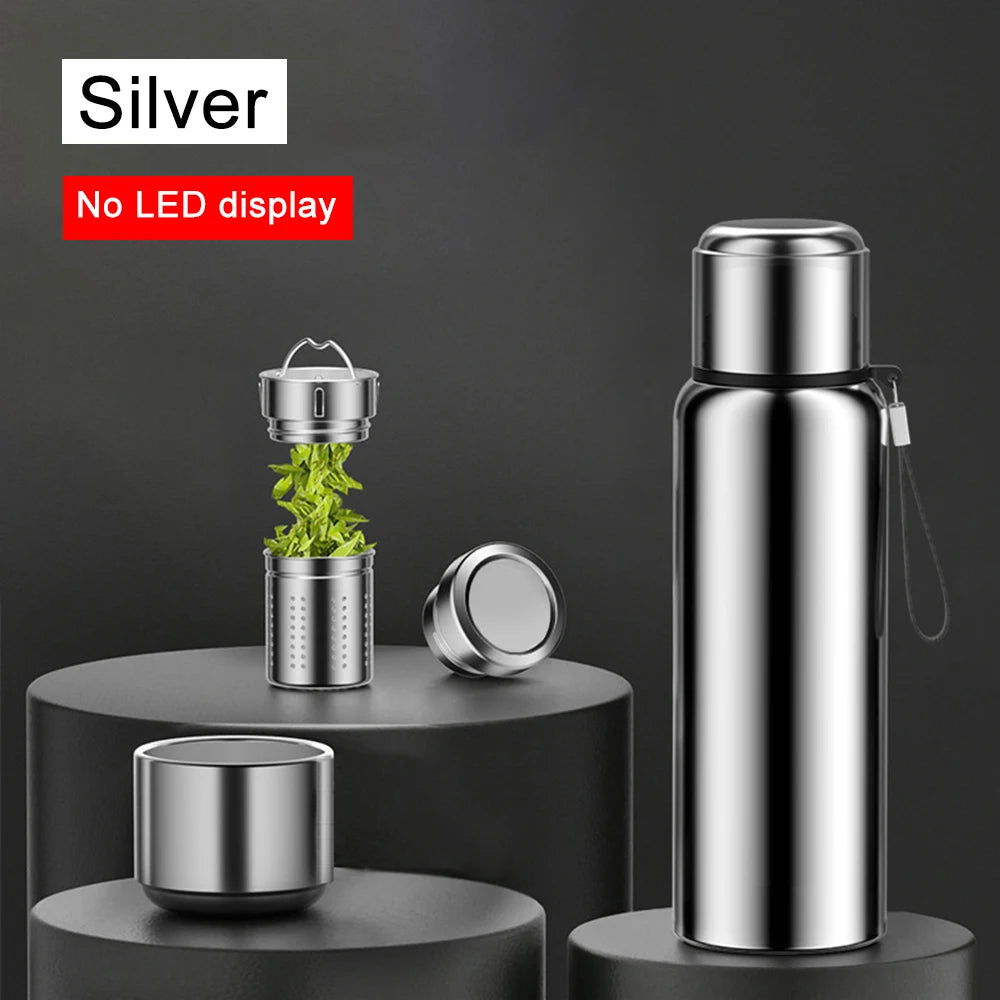 Smart Vacuum Flask with LED Temperature Display | 316 Stainless Steel Thermos, 24hr Insulation, 600-1500ml