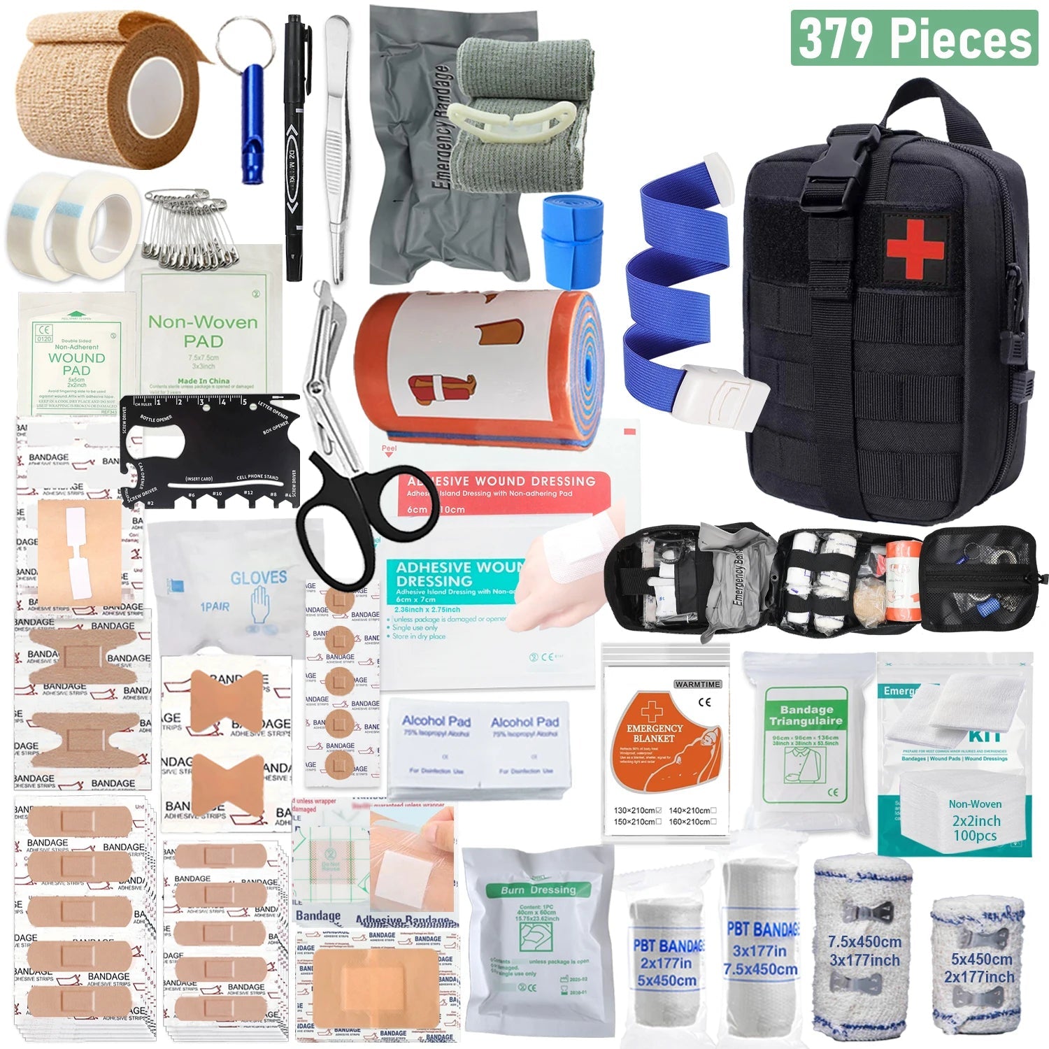 379-Piece First Aid Kit – Portable Emergency Medical Bag for Home, Office, Travel & Outdoor Use Trekker Essentials