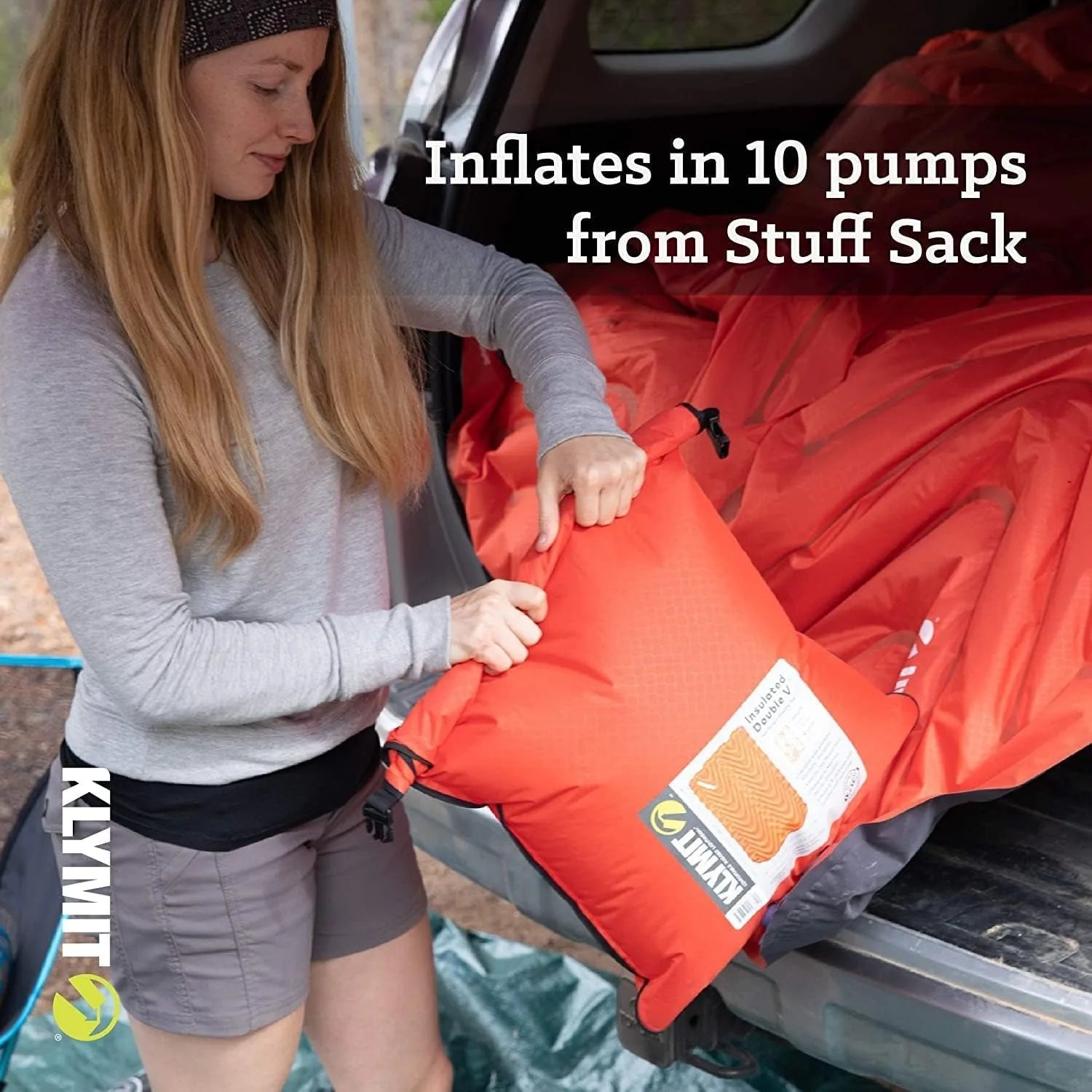 Insulated Double V Inflatable Sleeping Pad - Cold Weather Air Bed for Camping, Hiking, and Backpacking