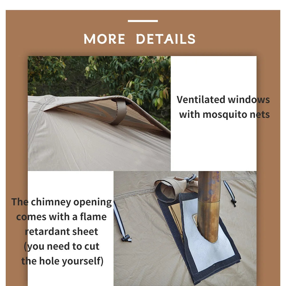 2 Person Hot Tent with Stove Jack – 4 Season Waterproof Camping Tent with Snow Skirt & Extended Vestibule Trekker Essentials
