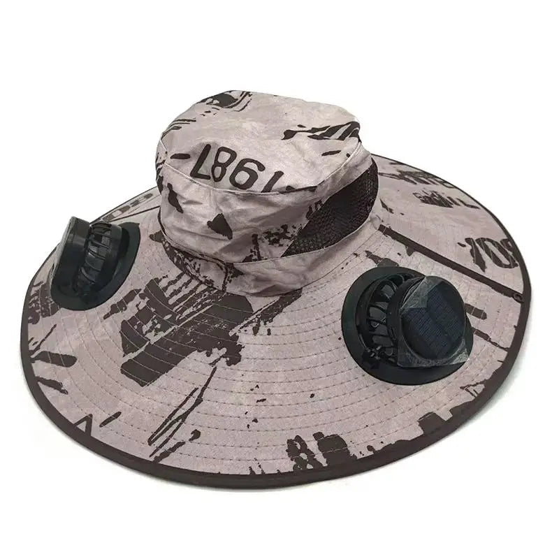 Large Size Quick Dry Bucket Hat With Solar Powered Fan USB Charging Sun Hat For Men Outdoor Hiking Camping Fishing Cooling Wear Trekker Essentials