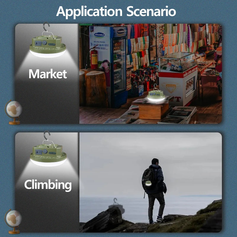 9900mAh Rechargeable Camping Lantern: Ultra-Bright LED Work Light with Magnet & Power Bank