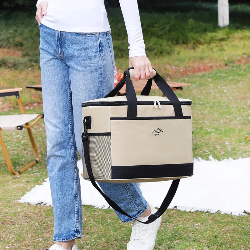 26L Large Capacity Camping Picnic Insulated Cooler Bag Cooler Box Travel Lunch Ice Thermal Food Lunch Bag Trekker Essentials