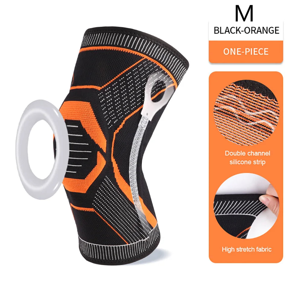 1Pcs Sports Knee Pads Silicone Spring Anti-slip Knee Support Keep Warm Outdoor Sports Skipping Cycling Hiking Mountain Climbing Trekker Essentials
