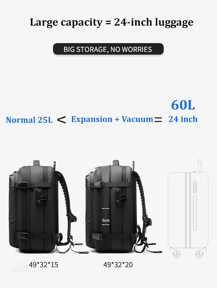 Travel Men 17 inch Laptop Backpack vacuum compression Backpack Business Large Capacity school Backpack expand outdoor backpack Trekker Essentials