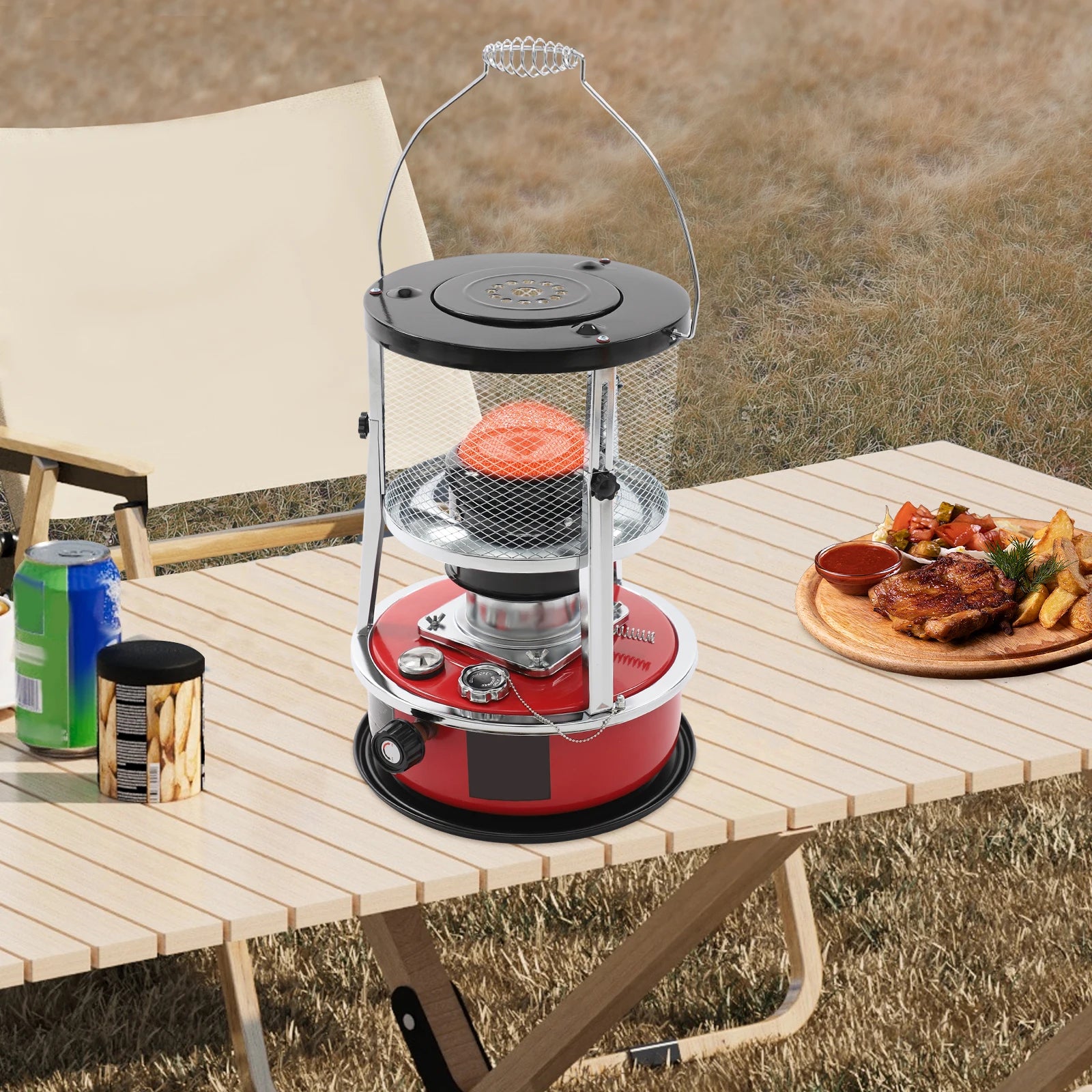 Portable Kerosene Heater with Adjustable Height, 5.2L Tank & 8000 BTU Output for Outdoor and Indoor Use