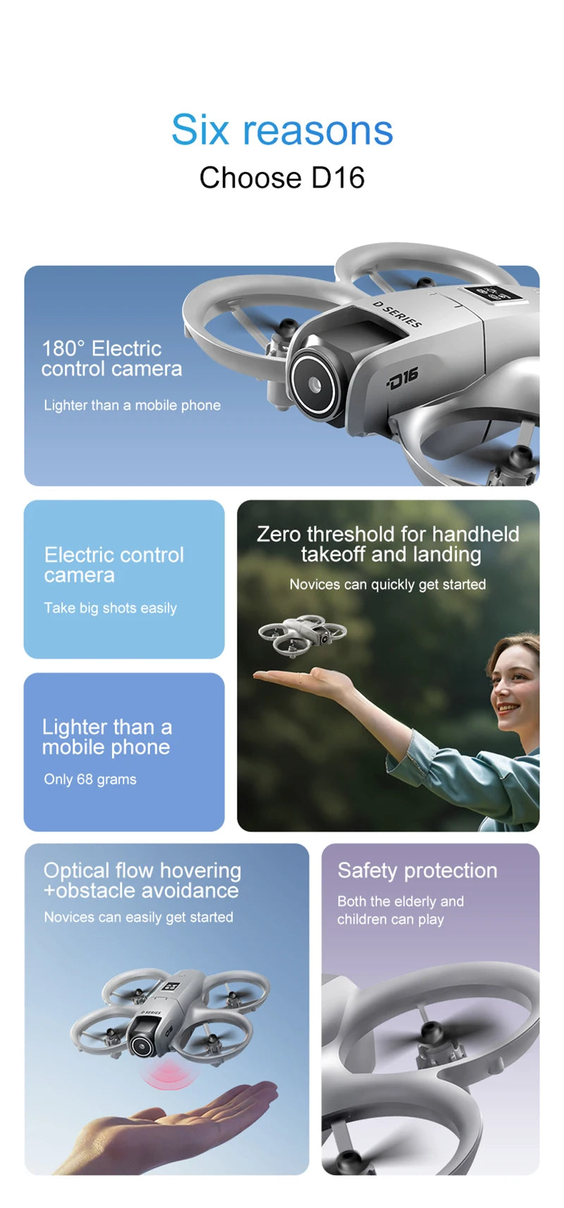 Mini dron D16: cámara dual 8K, GPS para evitar obstáculos y transmisión FPV de 20 km