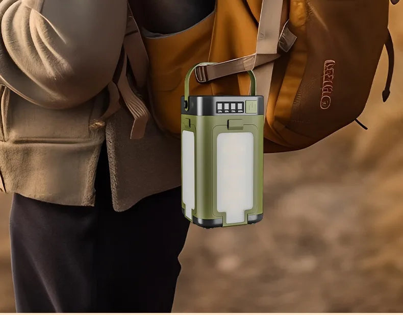 Multifunctional 4-Leaf Foldable Camping Lantern Solar Rechargeable Large Capacity Portable Outdoor Emergency Light Trekker Essentials