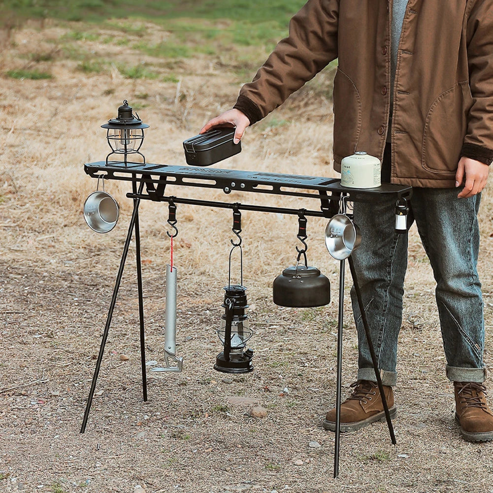 Foldable Camping Tripod Top Plate – High-Strength Hanging Rack with BBQ Holes for Picnics, Hiking & Outdoor Cooking