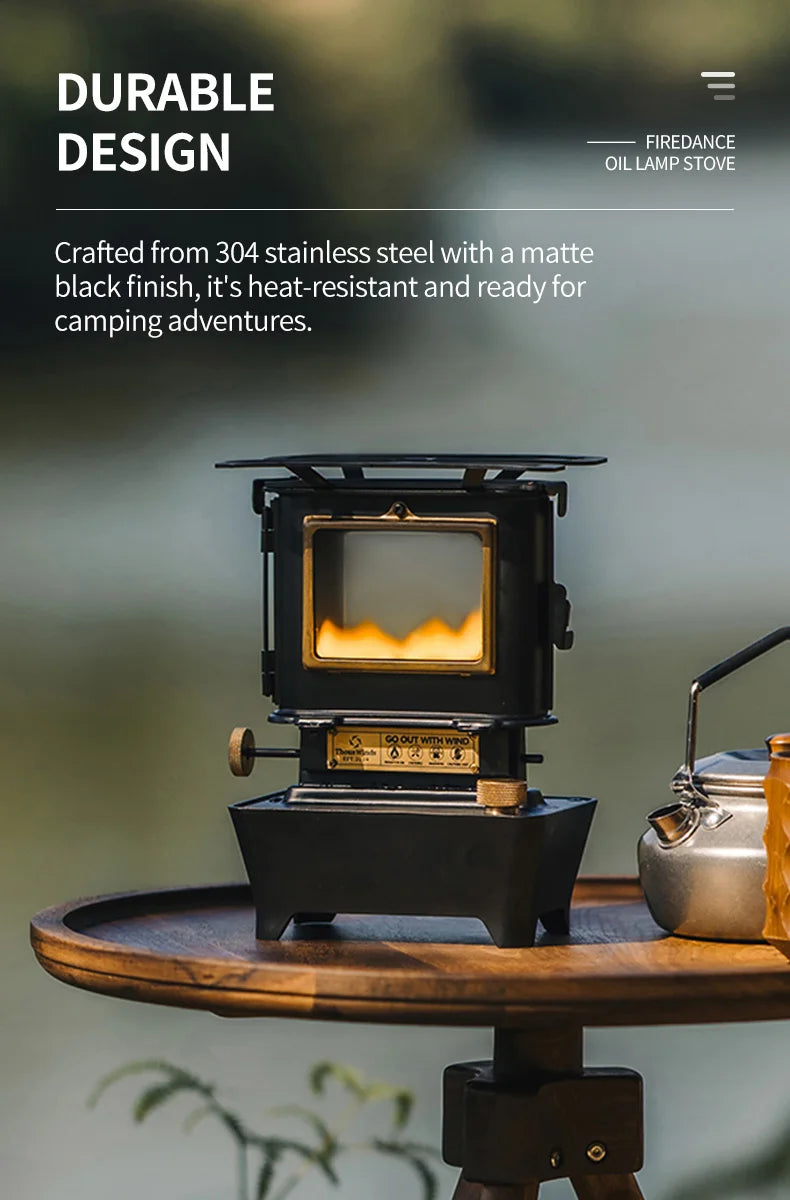 Retro Oil Lamp Stove – Portable 8-Hour Kerosene Lantern & Camping Cooker