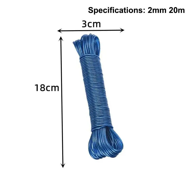 10/20/30/50M PVC Coating Steel Clothesline Outdoor Portable Clothesline Garden Camping Travel Clothes Drying Rope Trekker Essentials