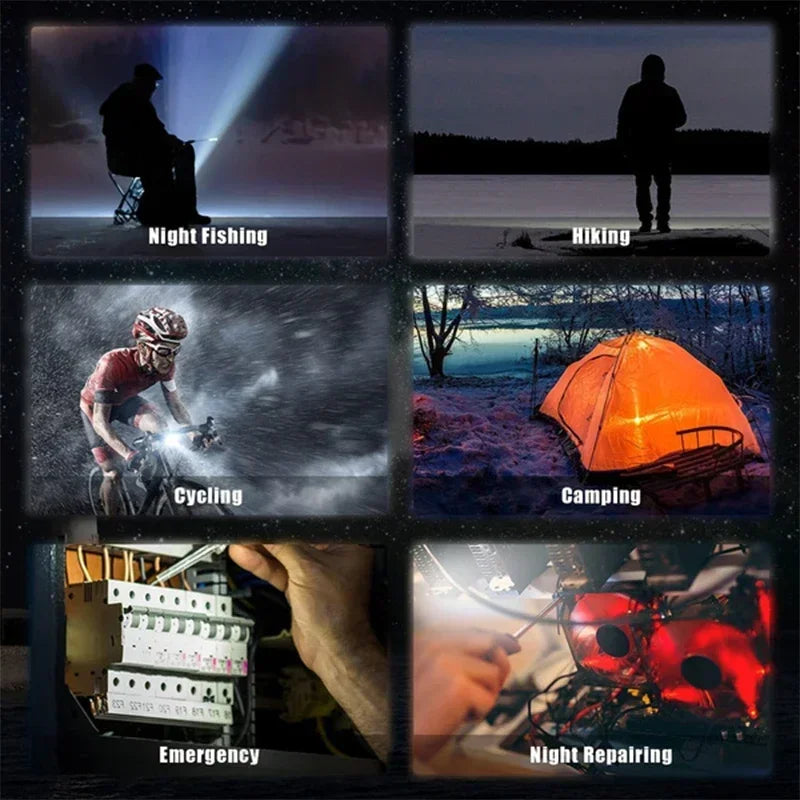 LED Working Light USB Rechargeable Mini Flashlight Portable Bright Keychain Pocket Clip Lantern Outdoor Hiking Fishing Camping Trekker Essentials