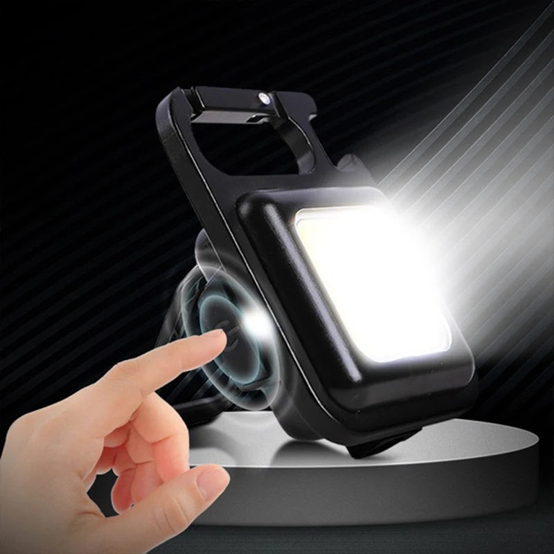 LED Working Light USB Rechargeable Mini Flashlight Portable Bright Keychain Pocket Clip Lantern Outdoor Hiking Fishing Camping Trekker Essentials