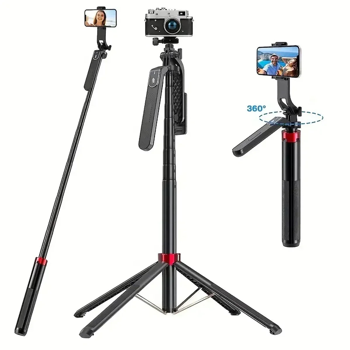 Portable Aluminum Camera Tripod – 360° Rotating Tripod with Wireless Remote for Photography, Video & Live Streaming