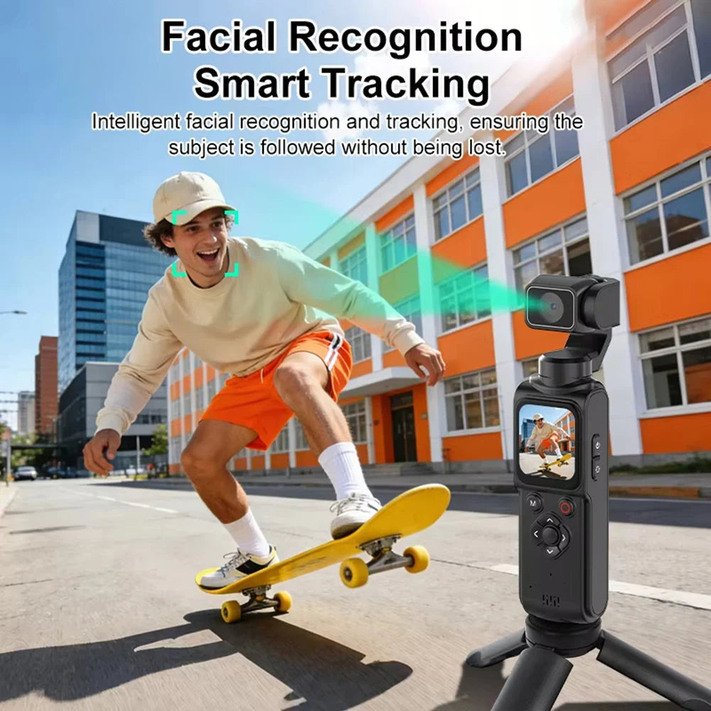 ANSVICAM 4K Wifi Pocket Vlogging Camera 330° Auto Rotatable Touch Screen Sports DV Bodycam Face Tracking Portable Action Cameras Trekker Essentials