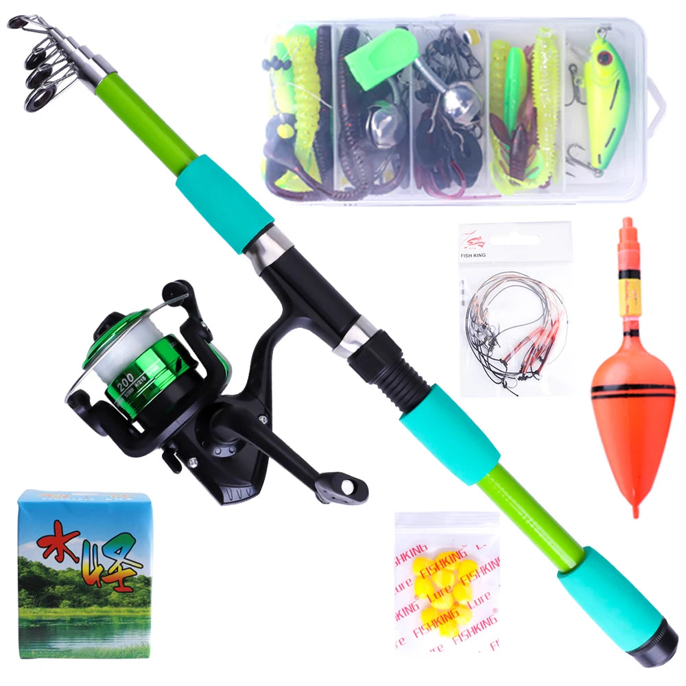 FTK Telescopic Fishing Rod & Reel Combo - 1.8/2.1m Carbon Fiber Pole with Full Kit