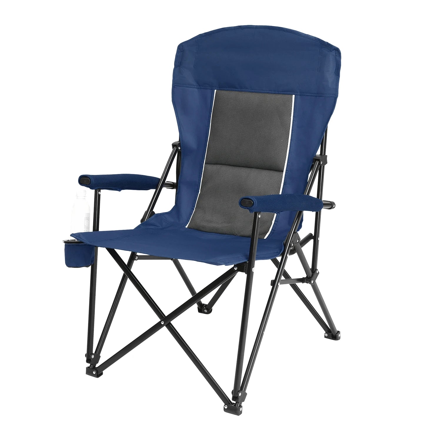 Outdoor Camping Chair, Portable Folding Lounge Moon Chair With Armrests, Drink Holder & Backrest For Outdoor Fishing Camping Trekker Essentials