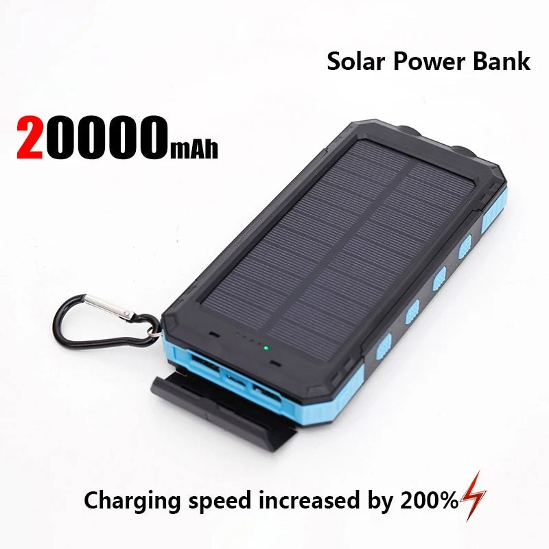 50000mAh Solar Power Bank – Portable Fast Charging External Battery with LED Flashlight & Digital Display Trekker Essentials