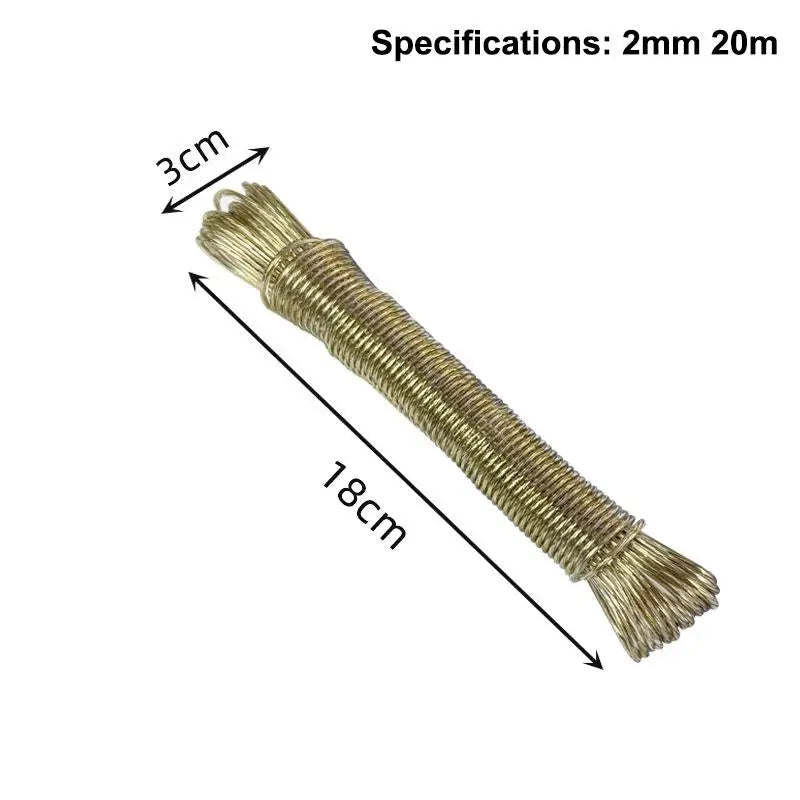 10/20/30/50M PVC Coating Steel Clothesline Outdoor Portable Clothesline Garden Camping Travel Clothes Drying Rope Trekker Essentials