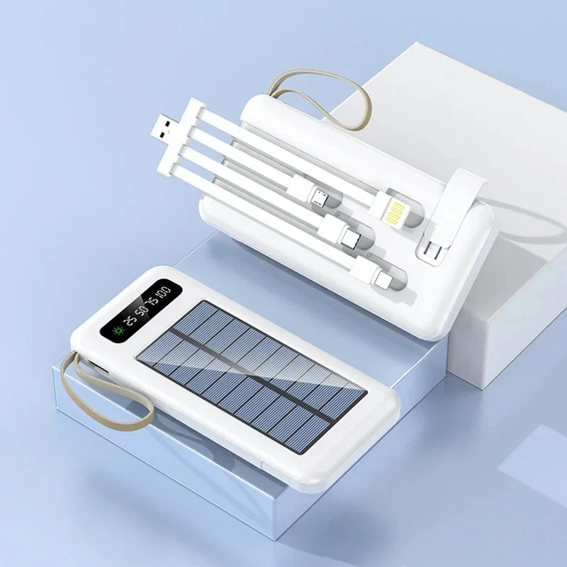 200000mAh Solar Power Bank – Ultra High Capacity Fast Charging Portable Charger with Built-in Cables & LED Light Trekker Essentials