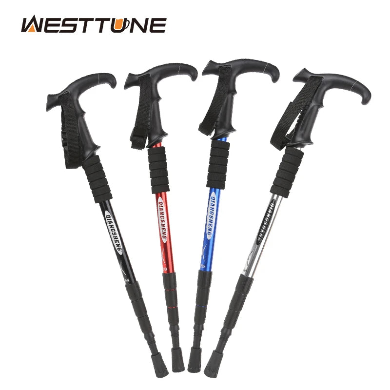 4-Section Telescopic Trekking Pole, Lightweight Folding Walking Stick for Hiking & Climbing