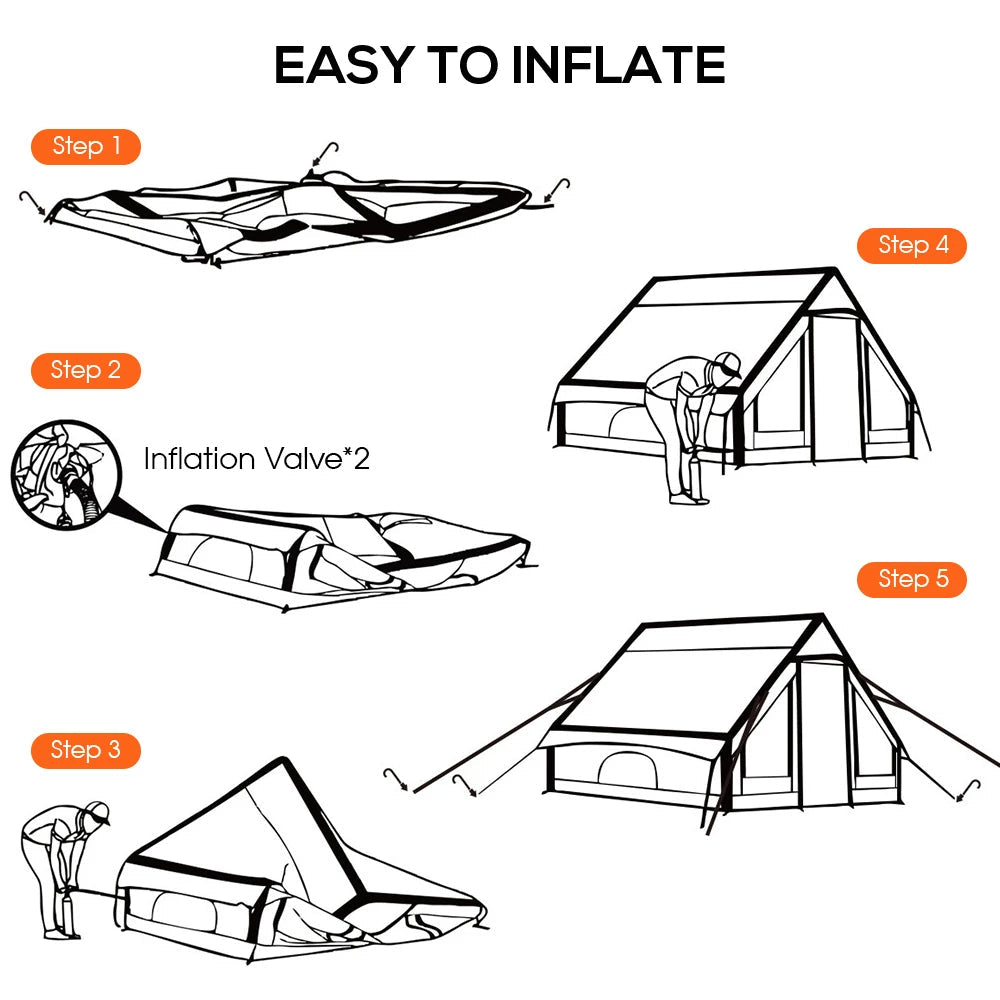 Large Inflatable Camping Tent for 3–4 People – Waterproof Family Cabin Tent with Sun Protection Trekker Essentials