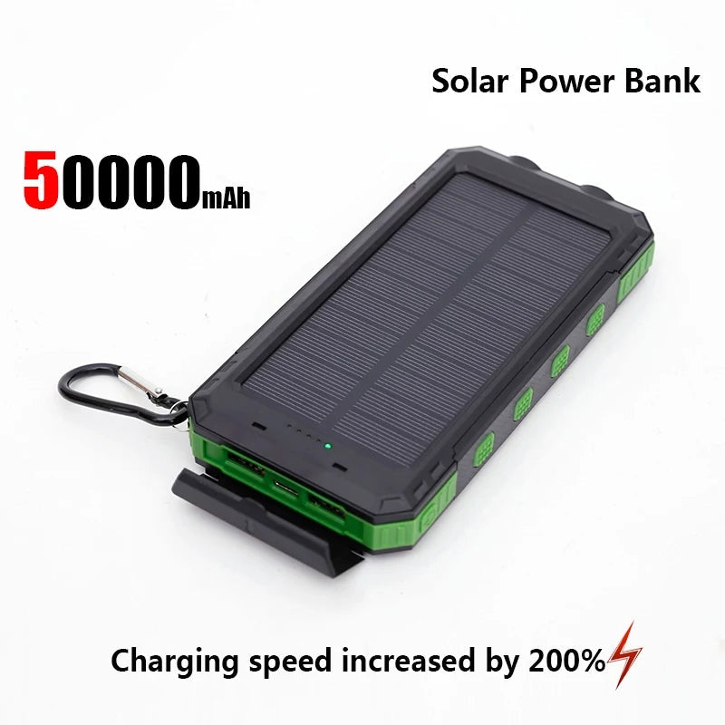 50000mAh Solar Power Bank – Portable Fast Charging External Battery with LED Flashlight & Digital Display Trekker Essentials