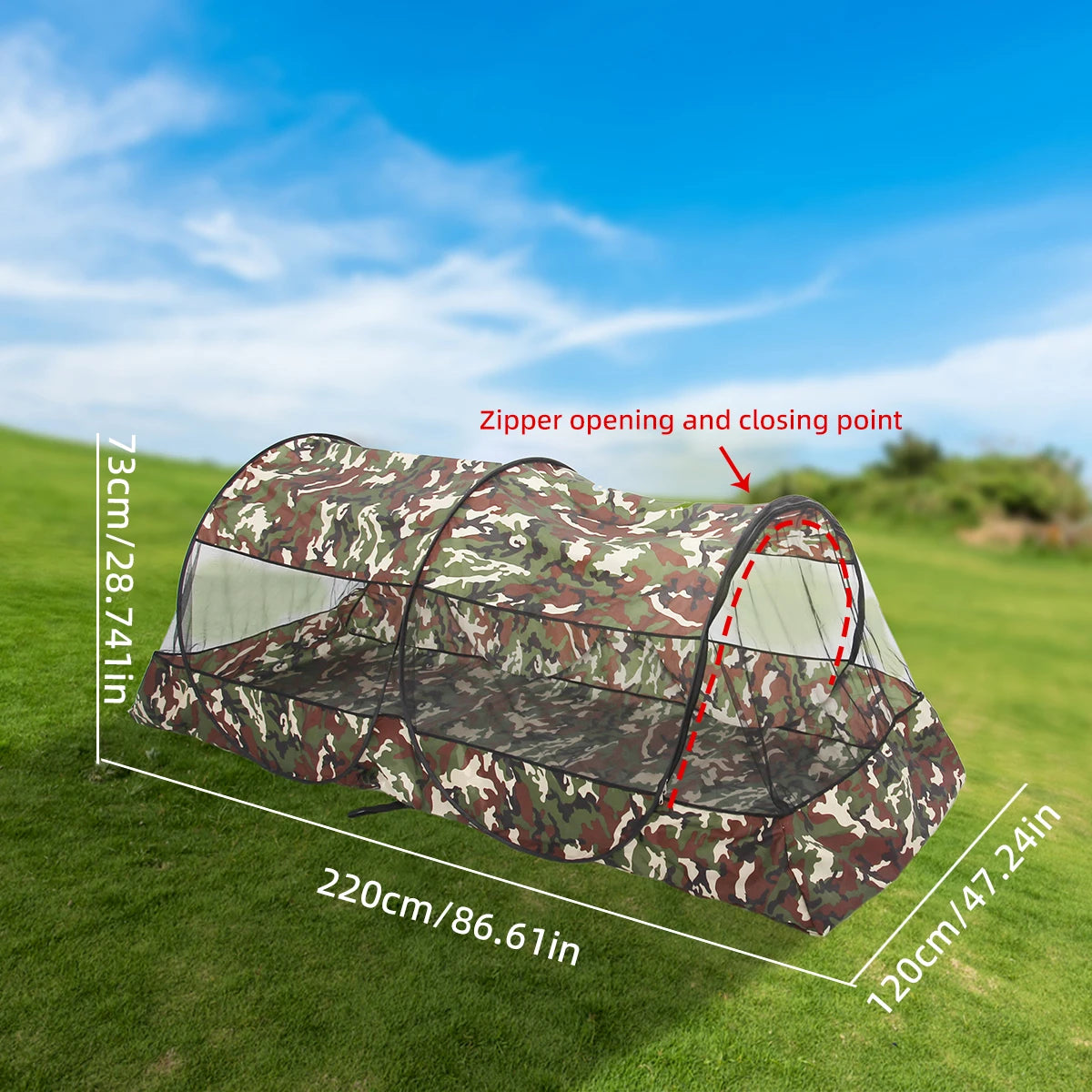 Pop-Up Mosquito Net Camping Tent – 2-Person Insect-Proof Shelter for Outdoor Travel & Cycling Trekker Essentials