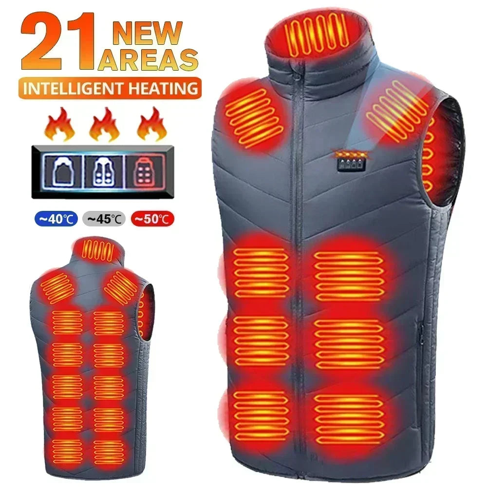 21-Zone Self-Heating Vest with USB Power | Men's & Women's Thermal Heated Jacket for Outdoor Activities