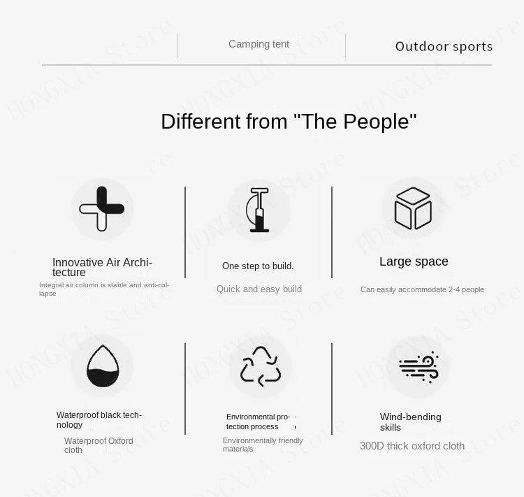 Self-Inflating Air Tent - Instant Setup Waterproof Shelter for 2-4 Campers