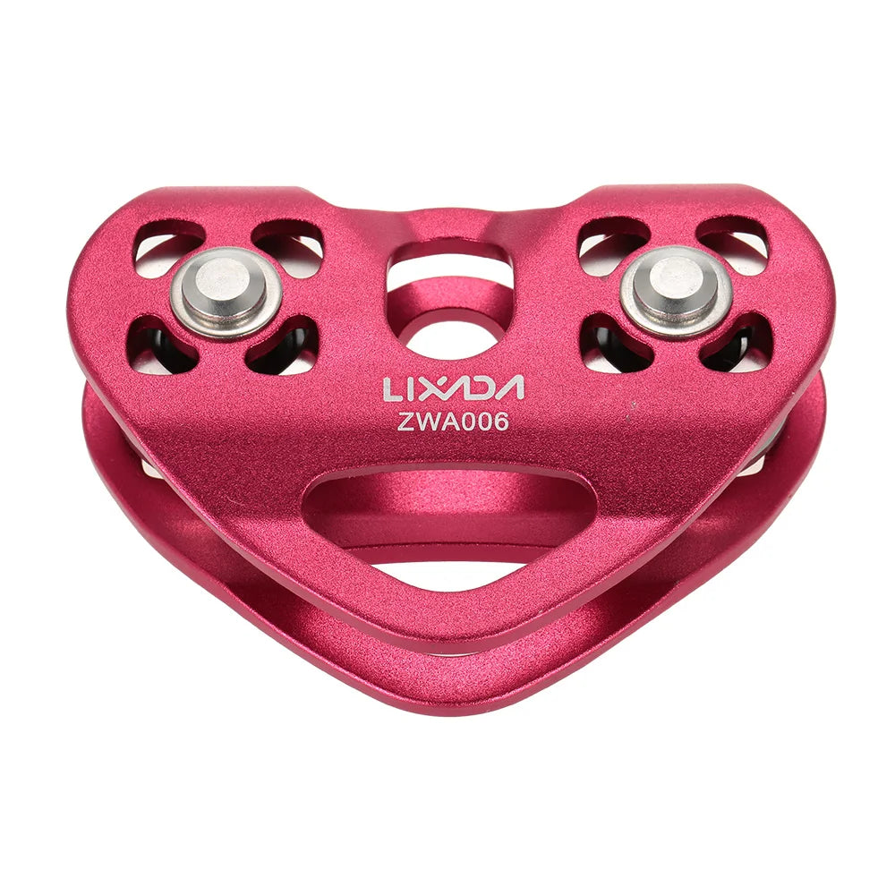 Polea de escalada de alta resistencia de 30 kN: carro de cable de aleación de aluminio con rodamiento de bolas para escalada en roca/hielo, espeleología y rescate.