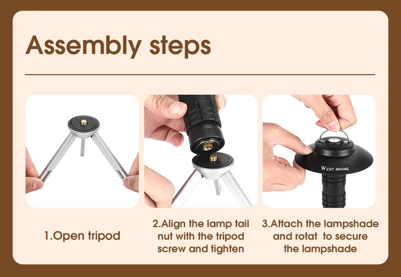 USB-C Rechargeable Camping Light - Magnetic Base LED Lantern with Tripod