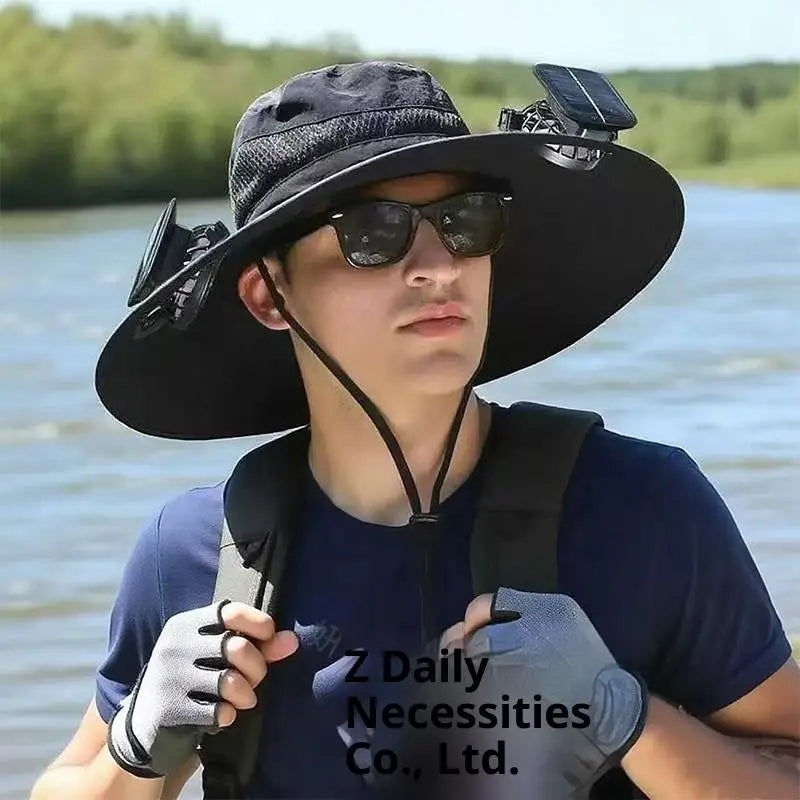 Large Size Quick Dry Bucket Hat With Solar Powered Fan USB Charging Sun Hat For Men Outdoor Hiking Camping Fishing Cooling Wear Trekker Essentials