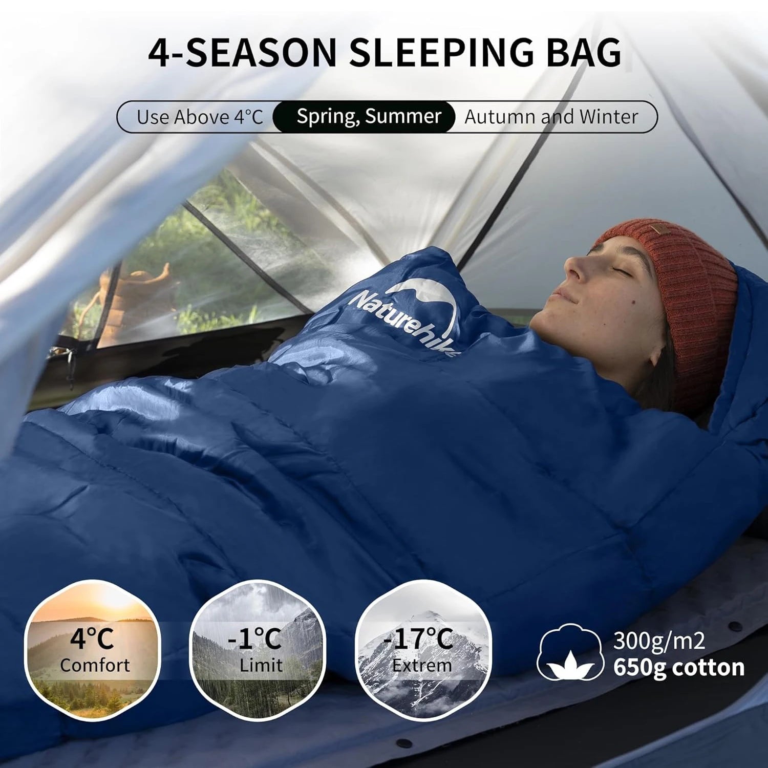 Ultra-Warm Mummy Sleeping Bag for Adults – Winter & 3-Season Camping