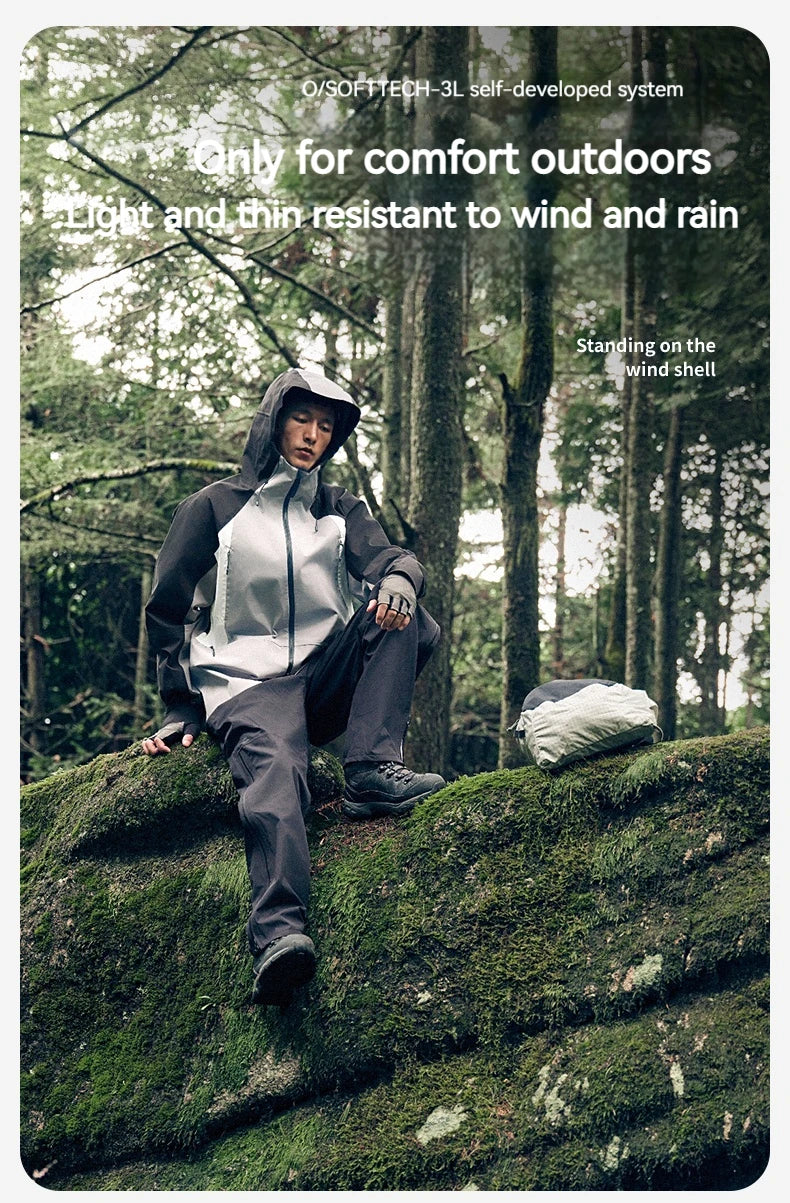 Naturehike Waterproof Hooded Jacket Hiking Hardshell Coat Camping Windbreaker Fishing Raincoat Patchwork Outer Protective Layer Trekker Essentials