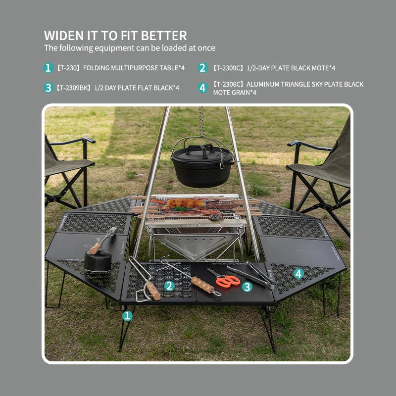CAMPINGMOON Portable Folding Net Table Storage Bag Multifunctional Camping Outdoor Picnic BBQ Foldable Desk Tablecloth Tote Bag Trekker Essentials