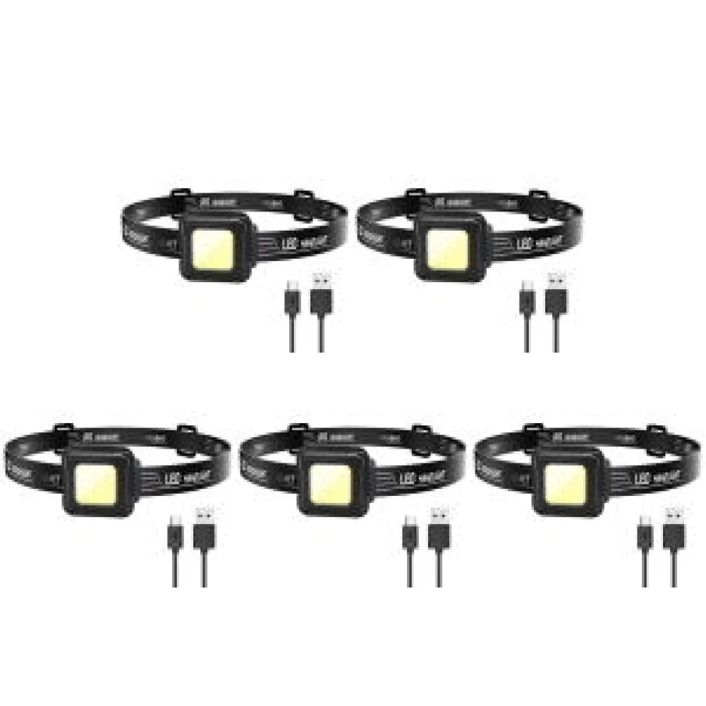 USB-C Rechargeable Headlamp – 200-Lumen COB LED Head Torch with 4 Light Modes, Adjustable Angle for Camping, Hiking, Fishing & Work