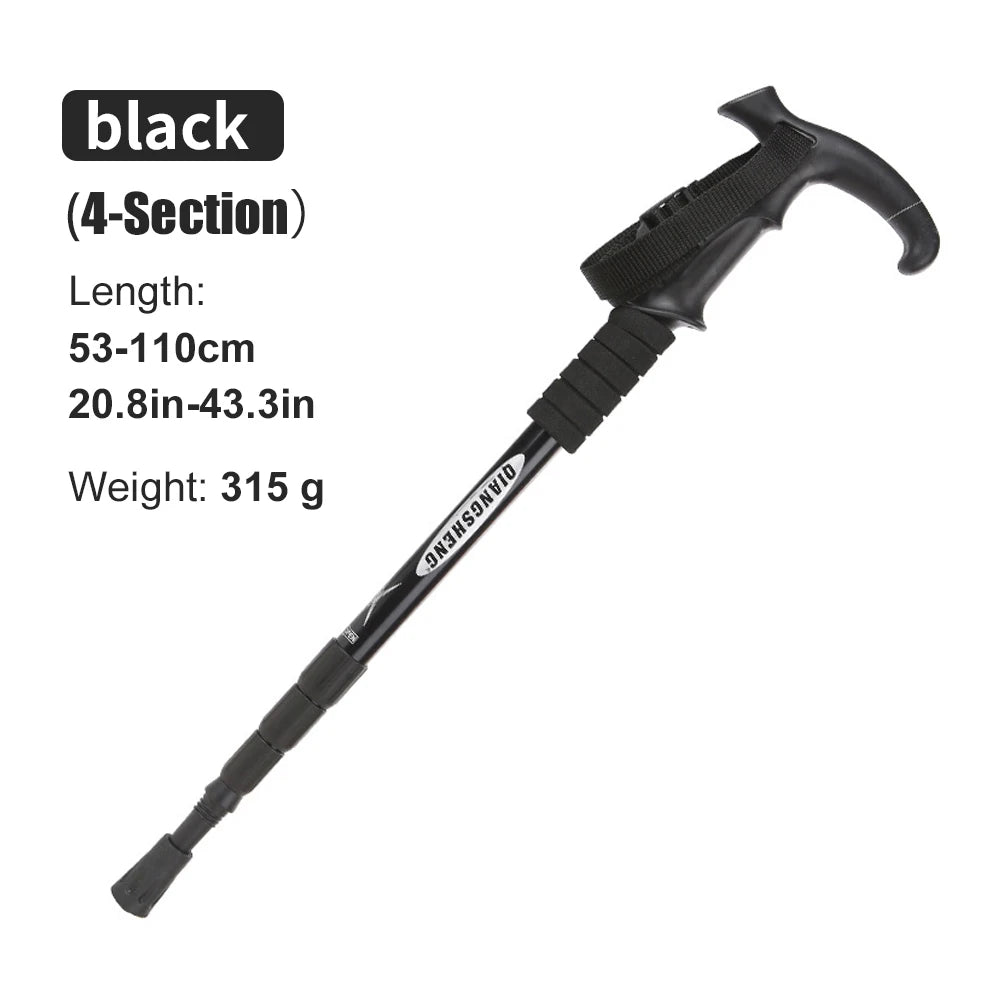 4-Section Telescopic Trekking Pole, Lightweight Folding Walking Stick for Hiking & Climbing