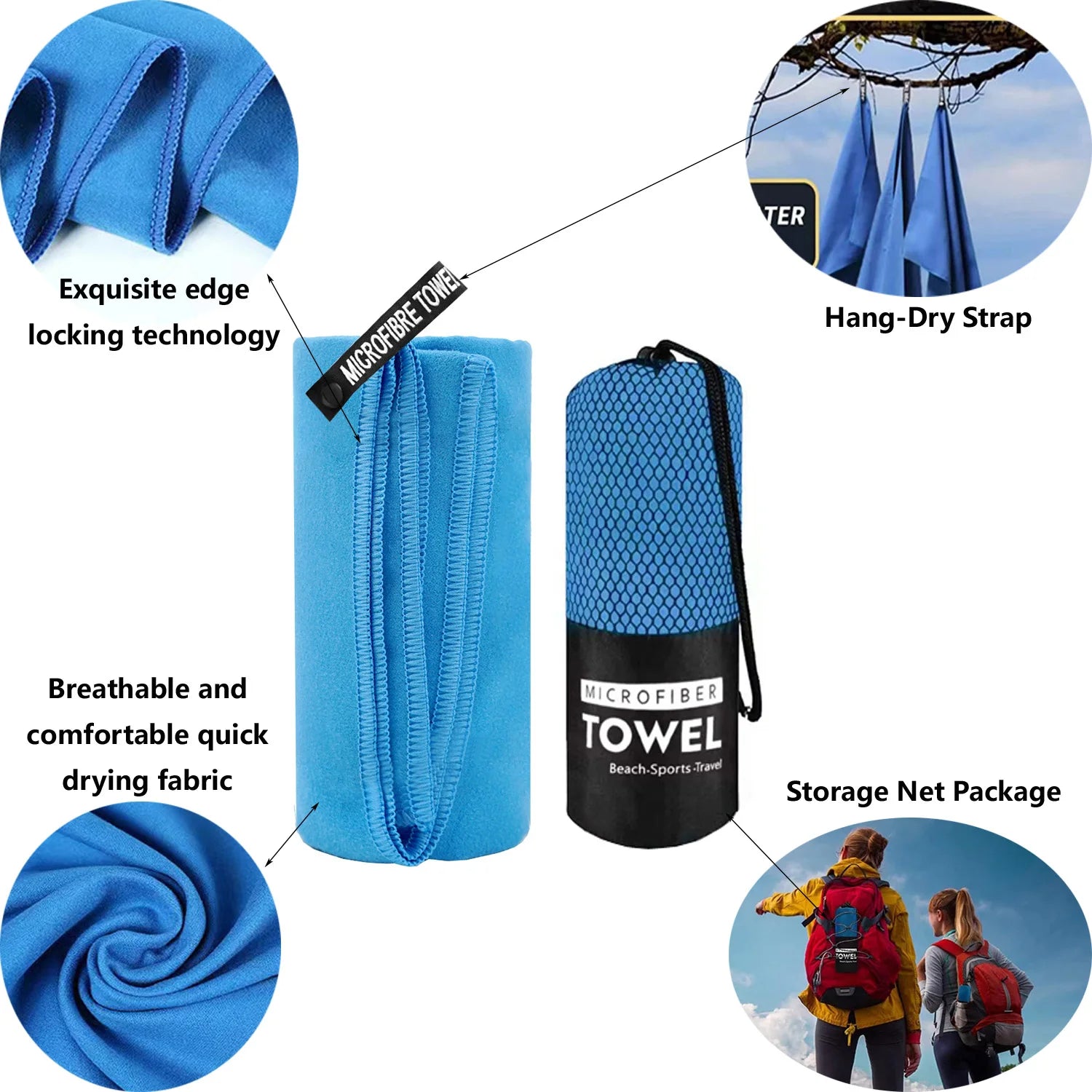 Quick-Dry Sports Towel 40x80cm - Ultra Absorbent Microfiber Towel for Camping, Gym, Yoga, Beach & Outdoor Activities