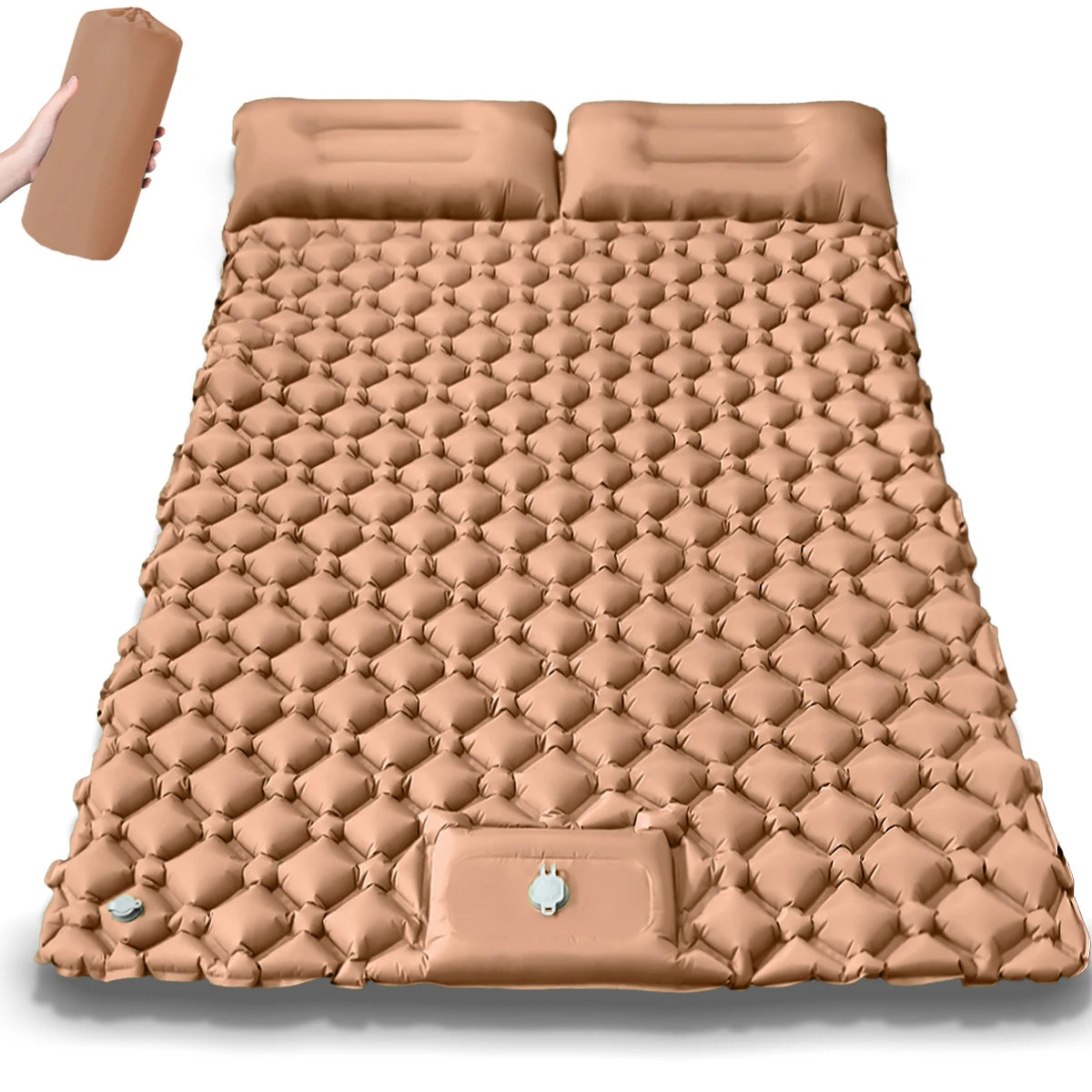 Double Inflatable Camping Mattress – Extra Wide Ultralight Sleeping Pad with Built-in Pump for Camping & Travel Trekker Essentials