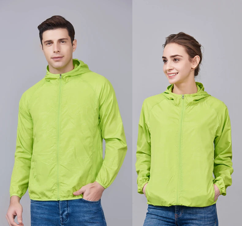 JNLN Men Women Hiking Jackets Waterproof Sun Protective Windbreaker Unisex Camping Climbing Outdoor Rain Coat Portable Clothes Trekker Essentials