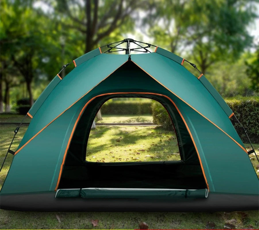 3-4 Person Instant Pop-Up Tent - Waterproof Automatic Camping Tent with Fiberglass Poles for Family Outdoor Adventures